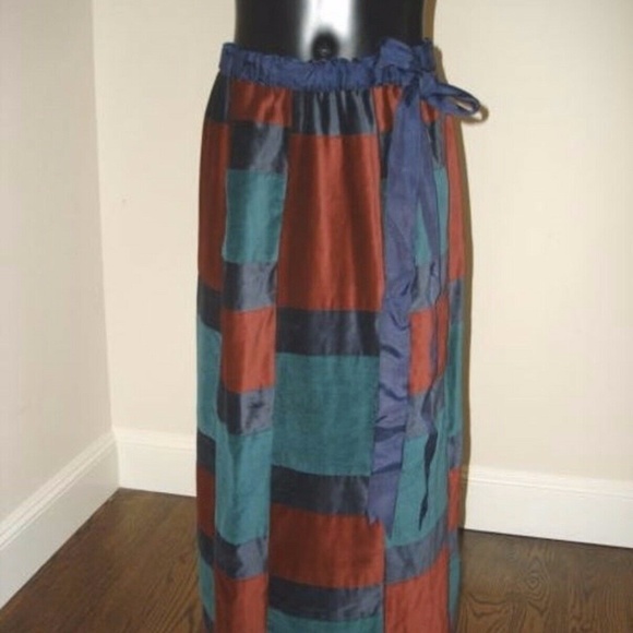 vintage Mr Hank Velvet Patchwork skirt long formal - Picture 6 of 15